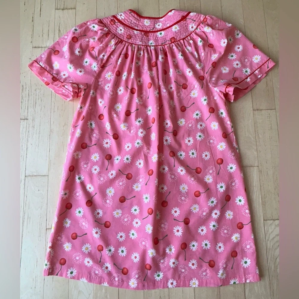 Vintage 80s Moondance Housecoat Nightgown Pink Cherry Print L/XL (labeled 3X)